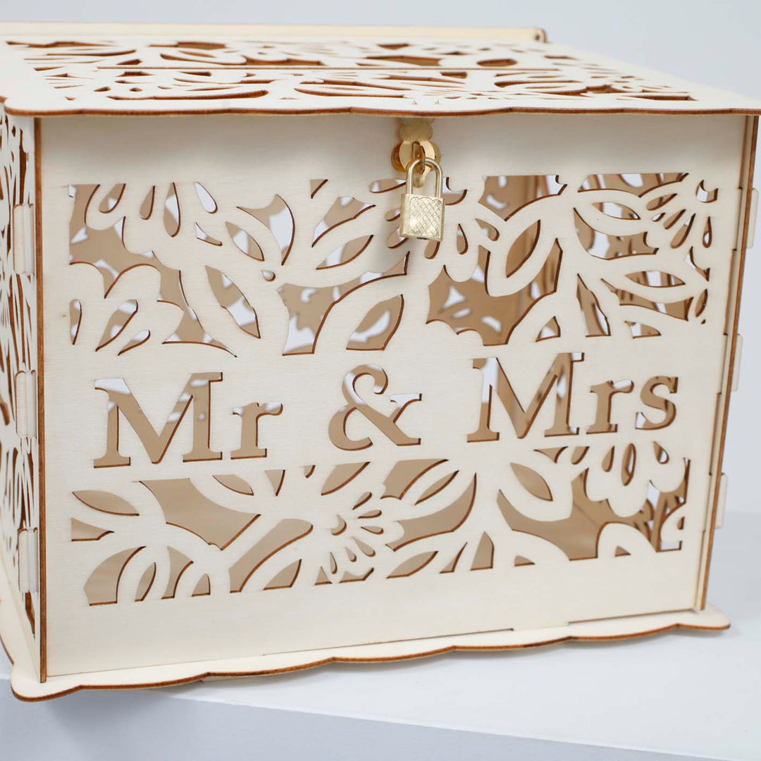 CLEARANCE Wishing Well Wedding Card Box - Mr & Mrs Floral