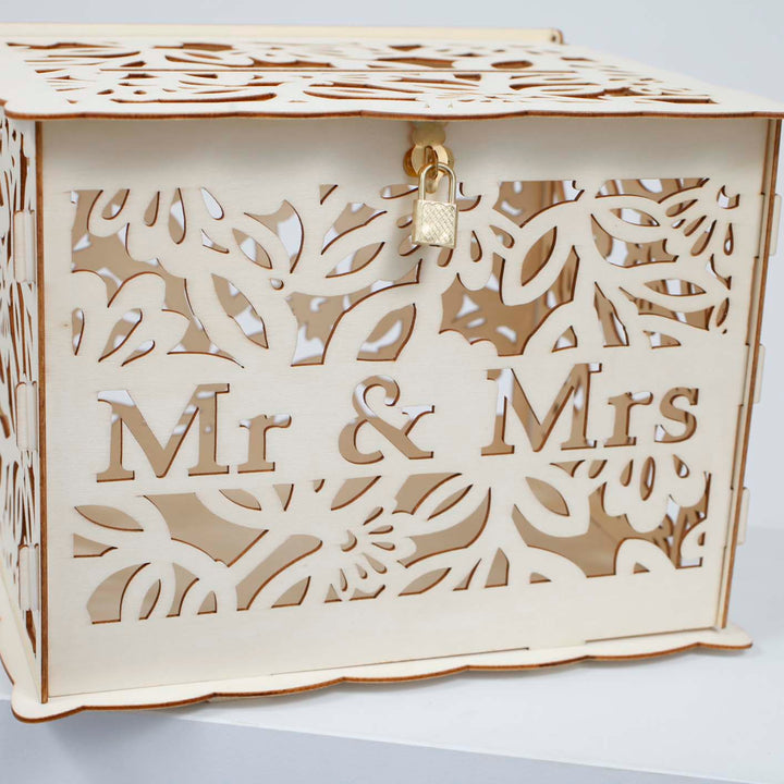 CLEARANCE Wishing Well Wedding Card Box - Mr & Mrs Floral