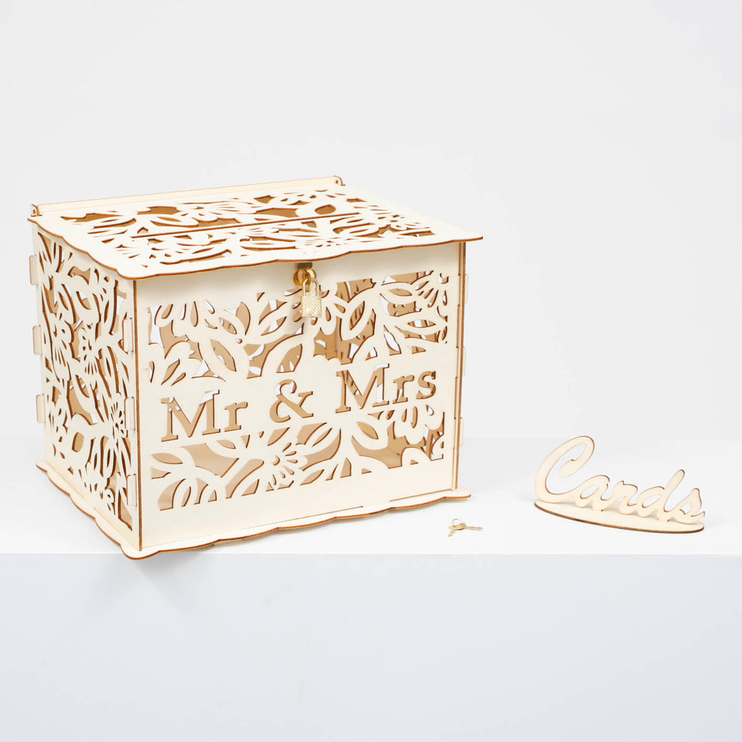 CLEARANCE Wishing Well Wedding Card Box - Mr & Mrs Floral