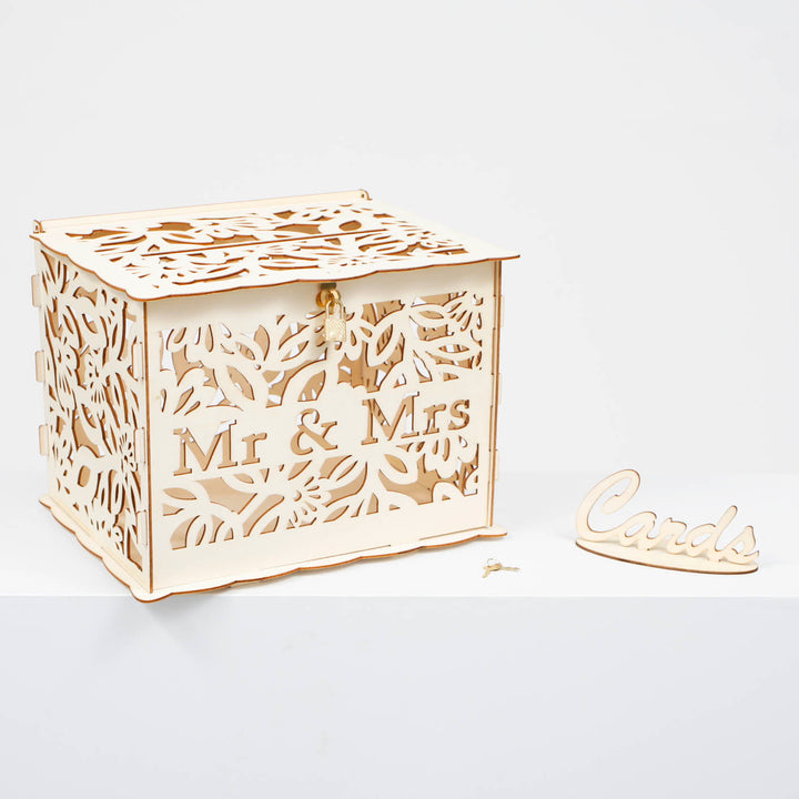 CLEARANCE Wishing Well Wedding Card Box - Mr & Mrs Floral