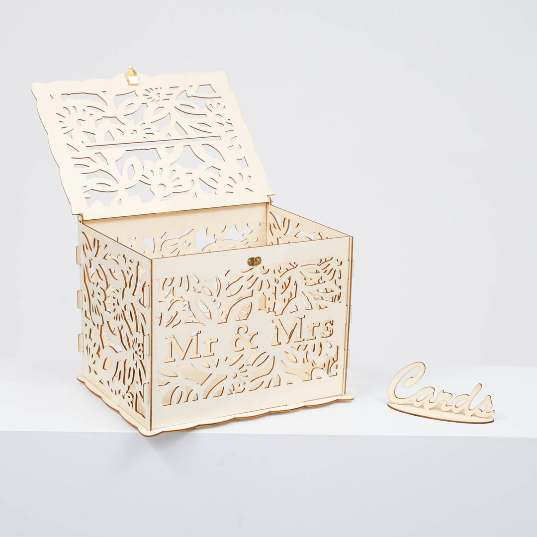 CLEARANCE Wishing Well Wedding Card Box - Mr & Mrs Floral