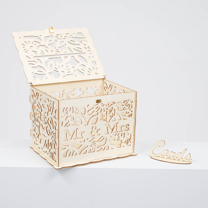 CLEARANCE Wishing Well Wedding Card Box - Mr & Mrs Floral