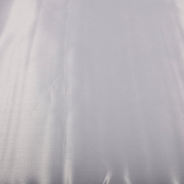 SILVER SATIN FABRIC ROLL CLOSEUP COLOUR SWATCH