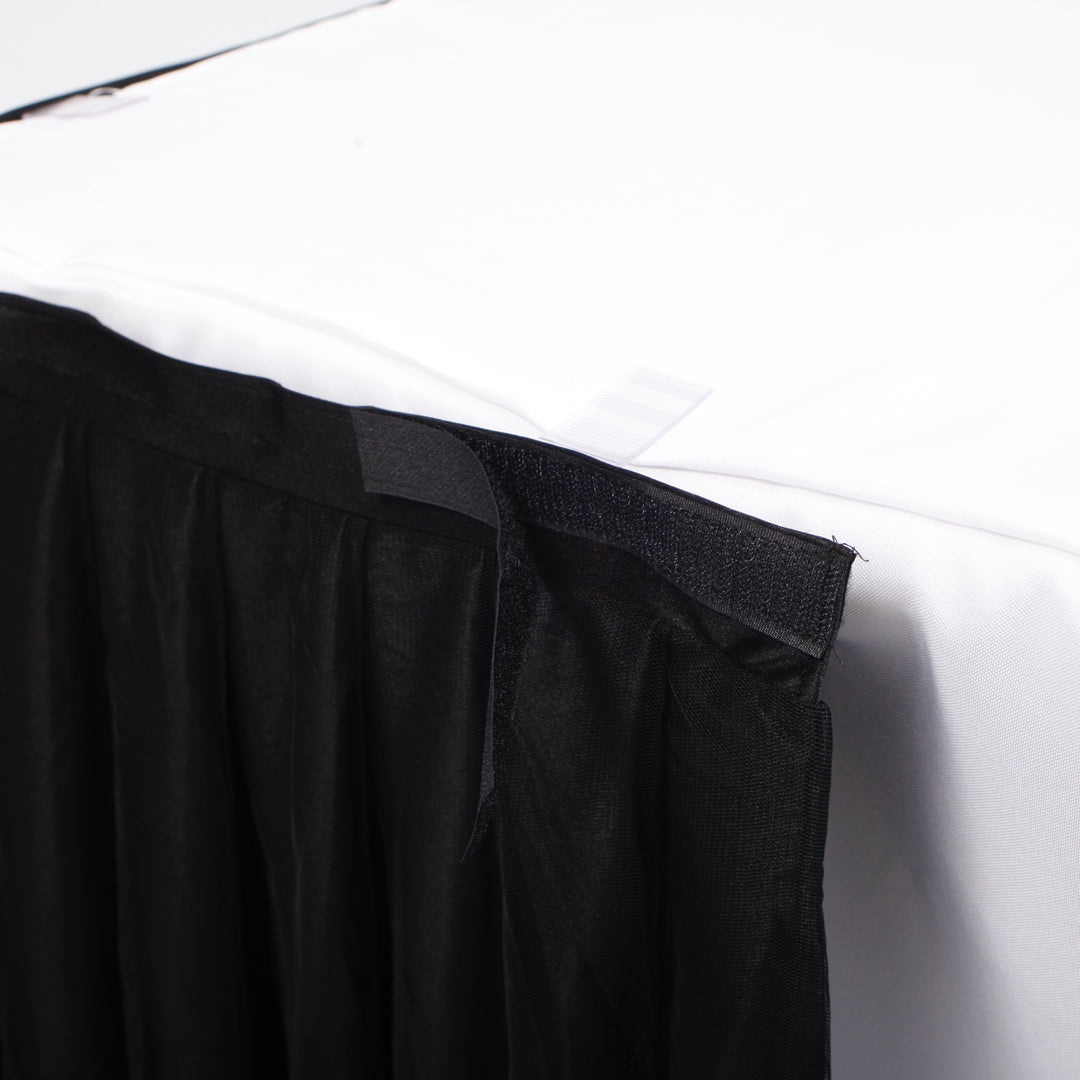 Tulle and Ice Silk Layered Table Skirting - Black (3m) - Velcro 