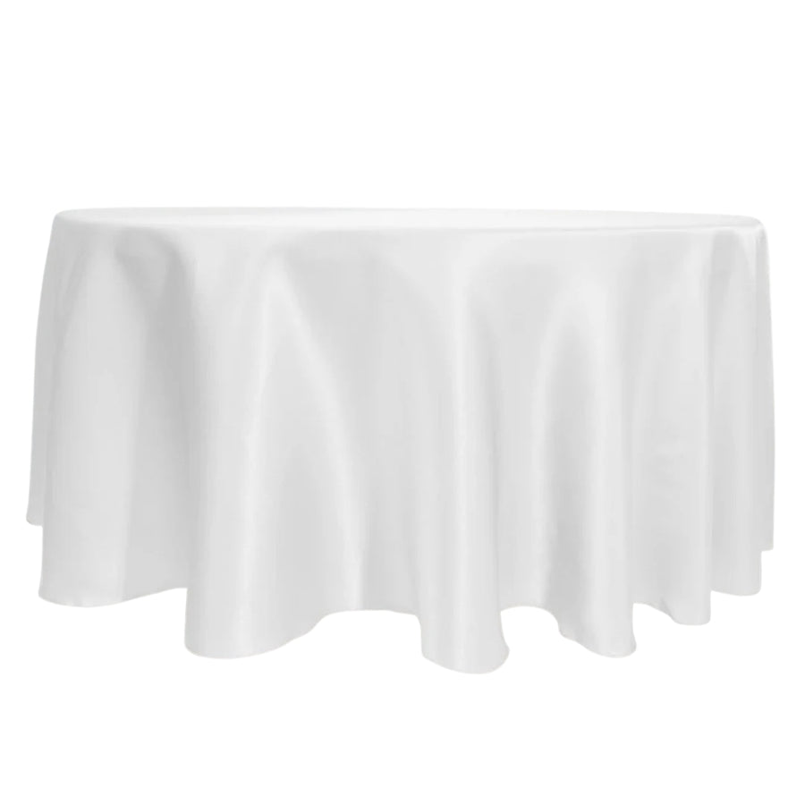 Round Satin Tablecloth Overlay - White (230cm)
