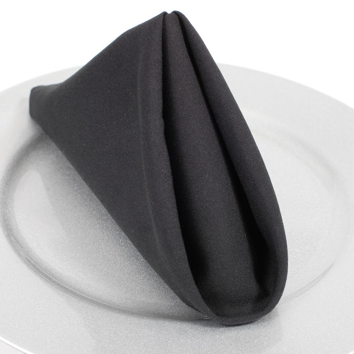 SPUN POLY Napkins - Black (50x50cm) folded on plate