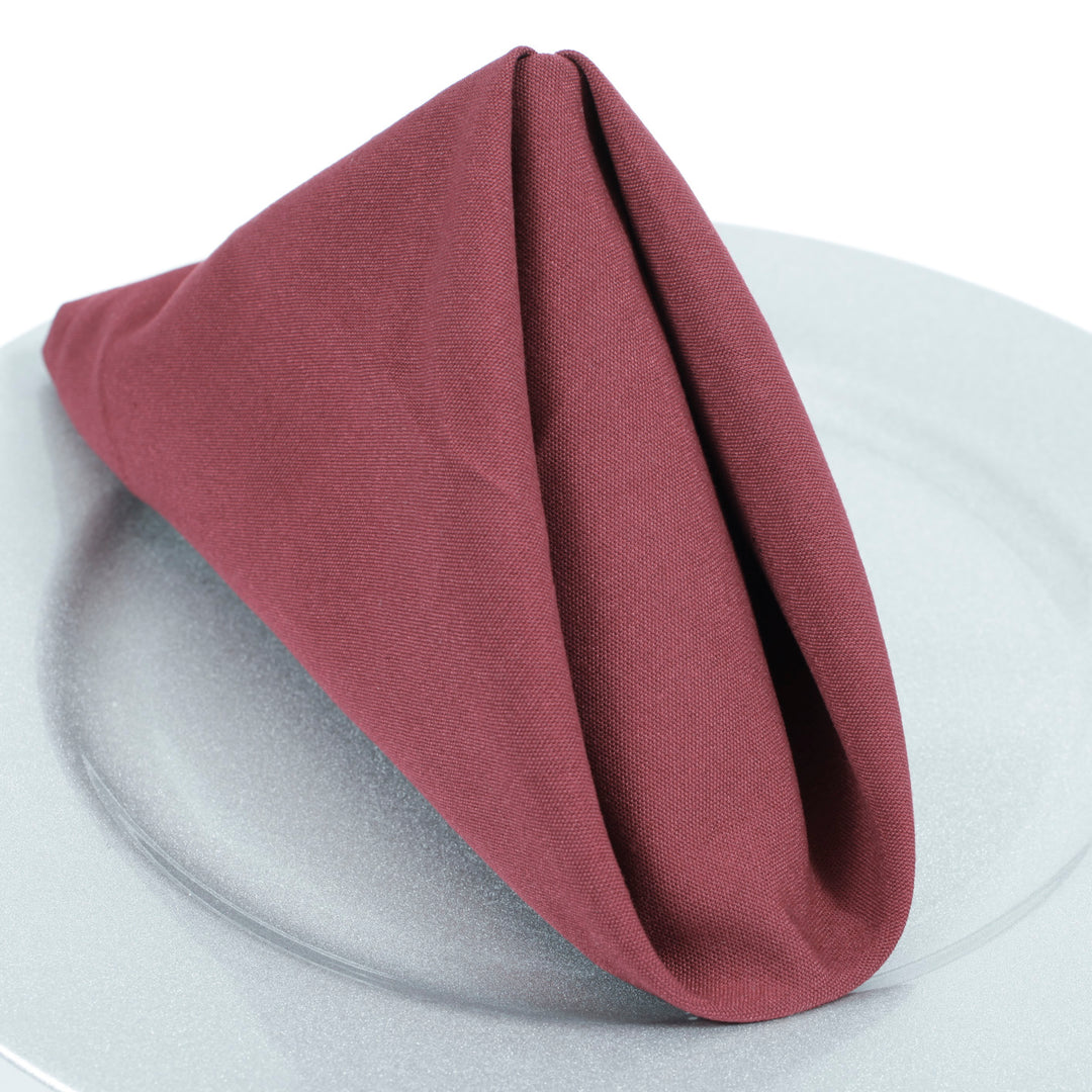 SPUN POLY Napkins - Burgundy (50x50cm) folded on plate