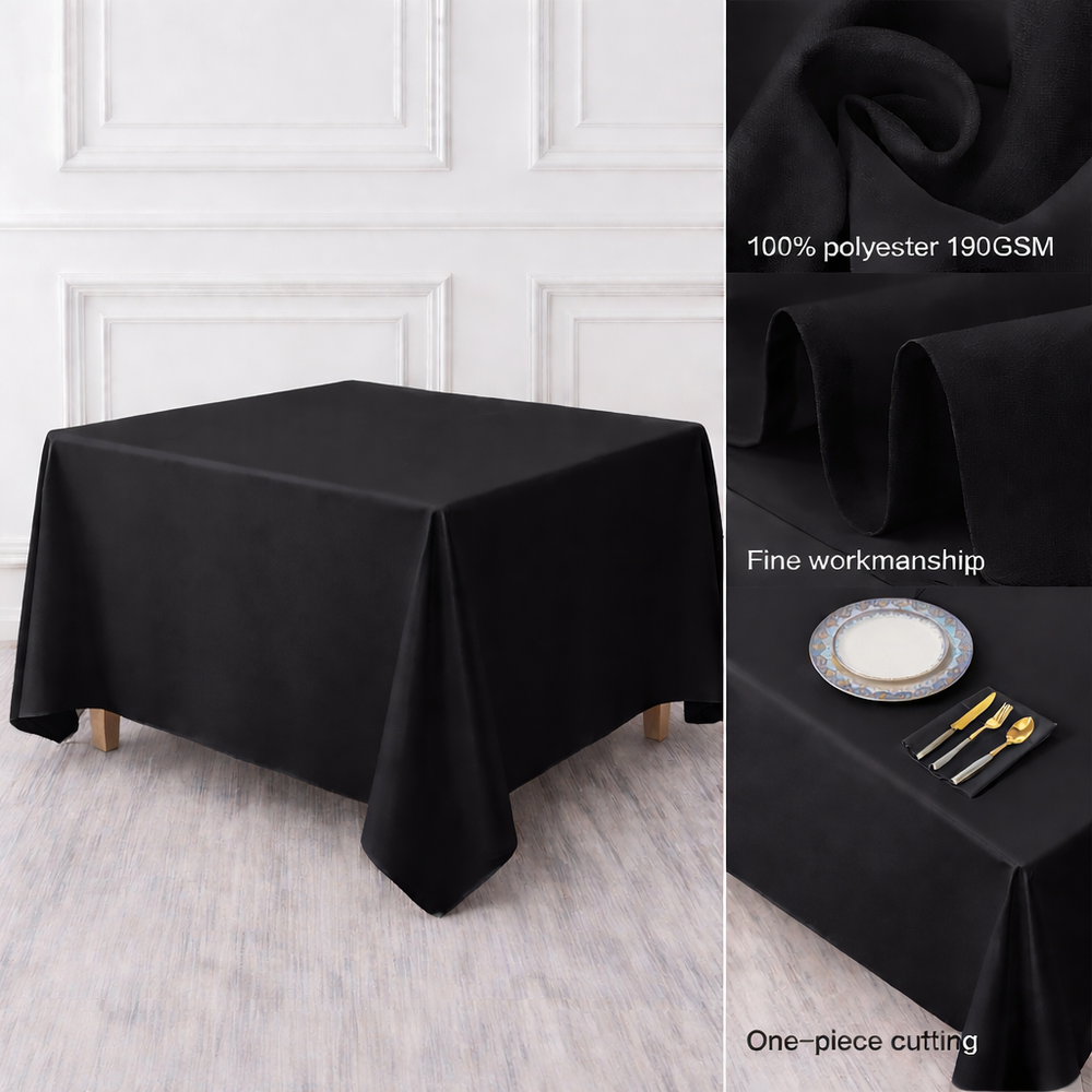Black Square Polyester Tablecloth Fabric Quality