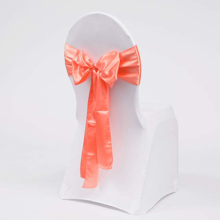 Satin Chair Sashes - Coral