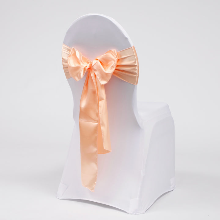 Satin Chair Sashes - Peach