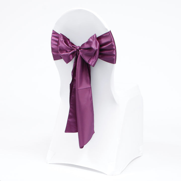 Satin Chair Sashes - Plum