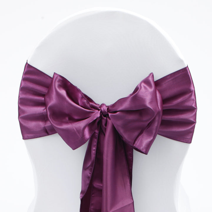 Satin Chair Sashes - Plum