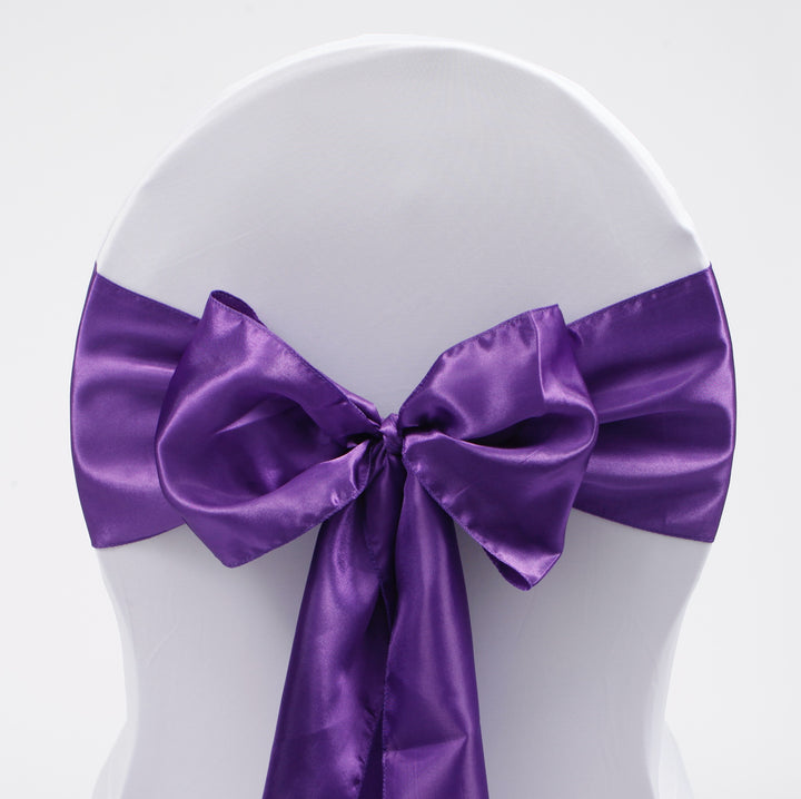 Satin Chair Sashes - Purple