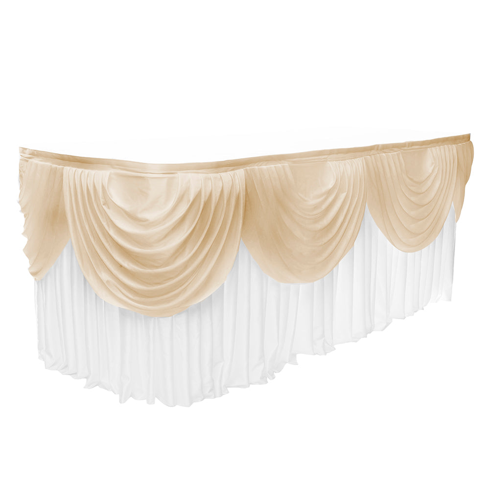 Ice Silk Satin 3m Swag  - Ivory attached to ice silk skirting