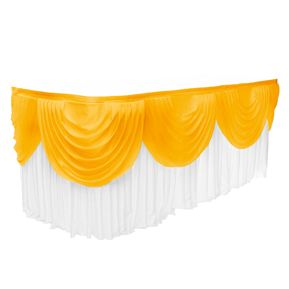 Ice Silk Satin 3m Swag - Gold fitted to ice silk skirting