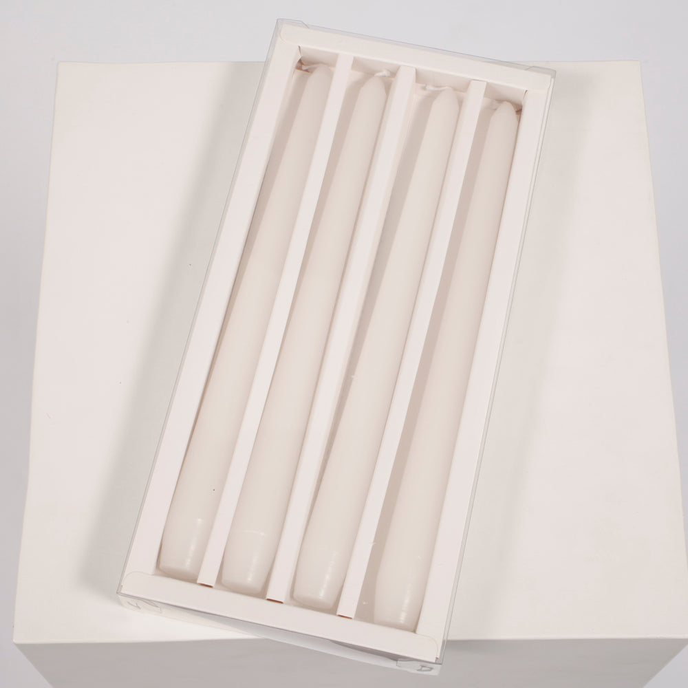 Taper Candles - White, set of 4 in packaging