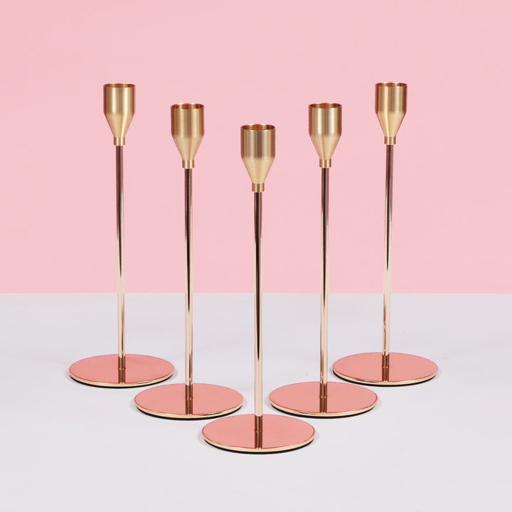 Taper Candle Holders Classic Flared Style - Gold (23cm)