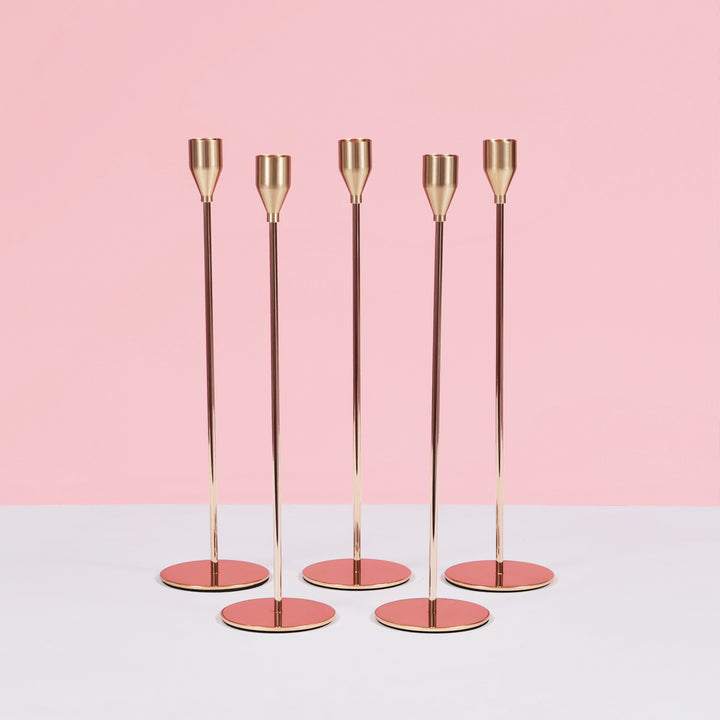 Taper Candle Holders Classic Flared Style - Gold (33cm)