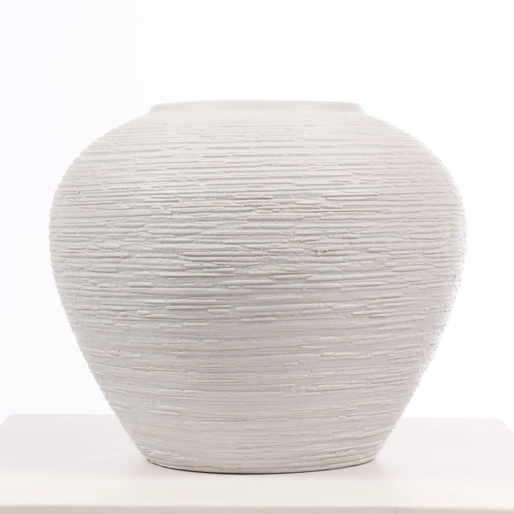 Textured Centrepiece Urn Shaped Vase - Light Grey (18x23cm) no flowers