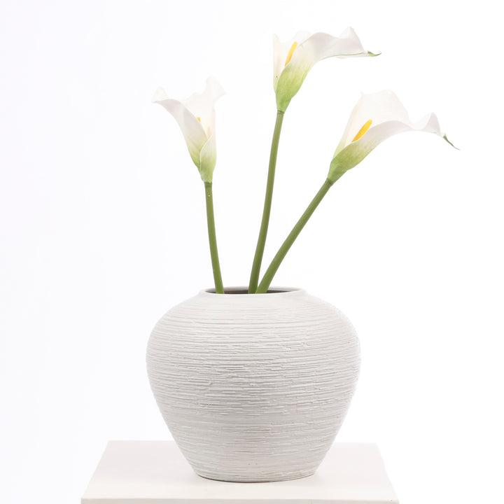 Textured Centrepiece Urn Shaped Vase - Light Grey (18x23cm)