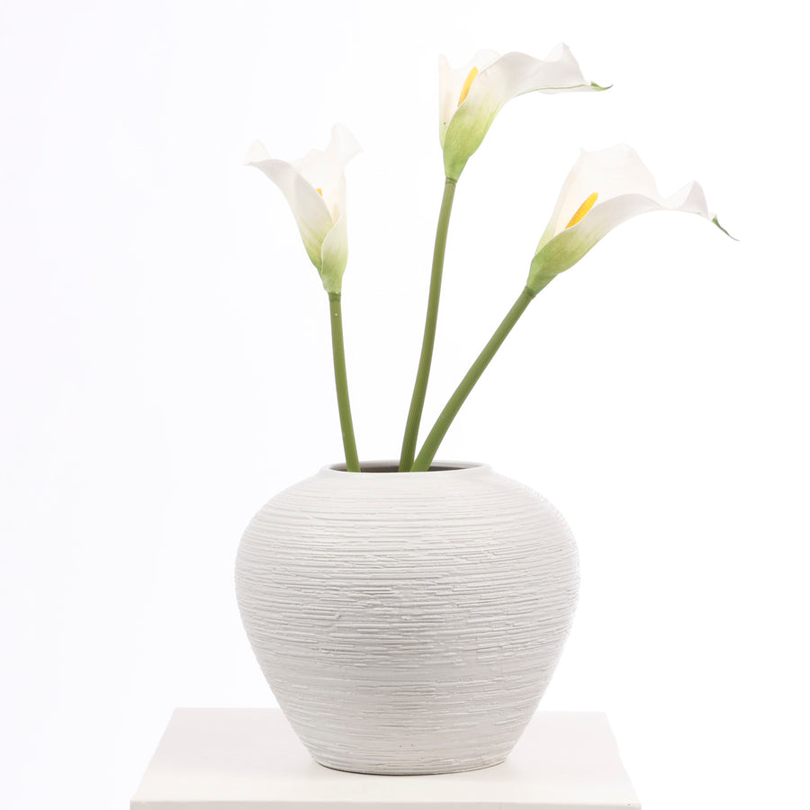 Textured Centrepiece Urn Shaped Vase - Light Grey (18x23cm)