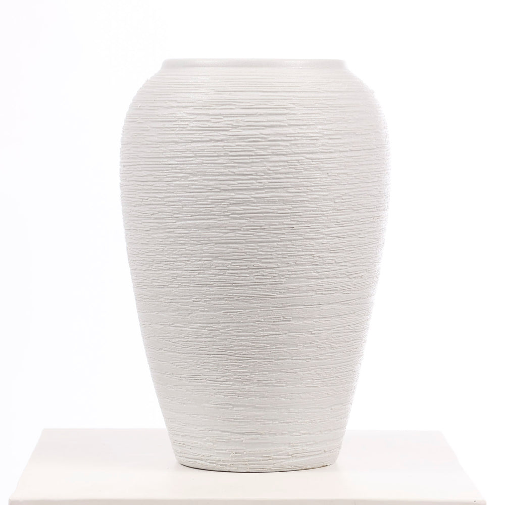 Textured Centrepiece Urn Shaped Vase - Light Grey (19x27cm) no flowers