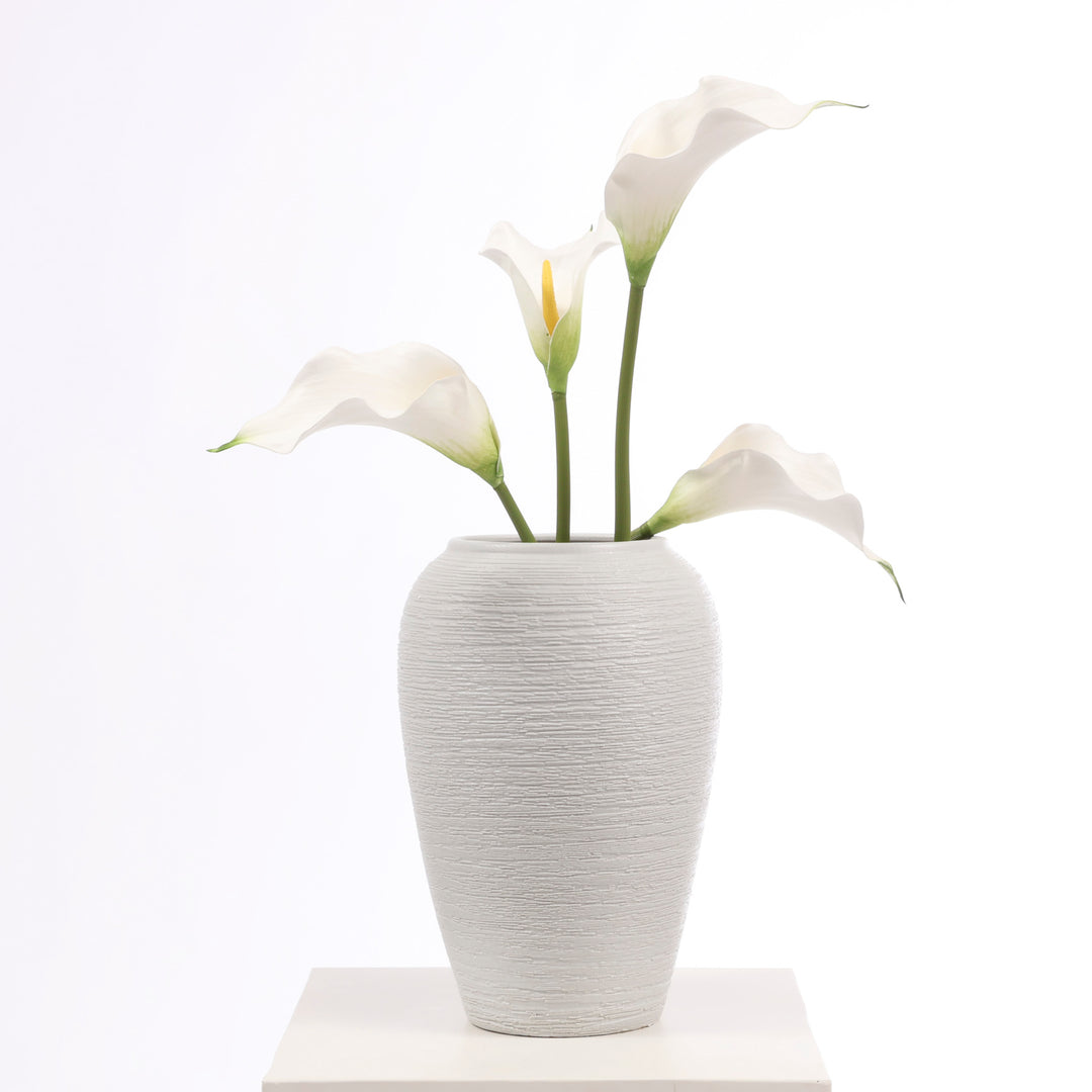 Textured Centrepiece Urn Shaped Vase - Light Grey (19x27cm)