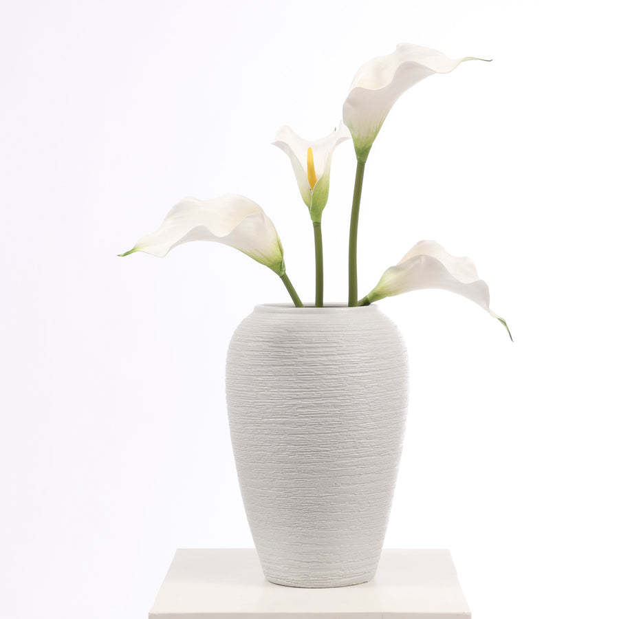 Textured Centrepiece Urn Shaped Vase - Light Grey (19x27cm)