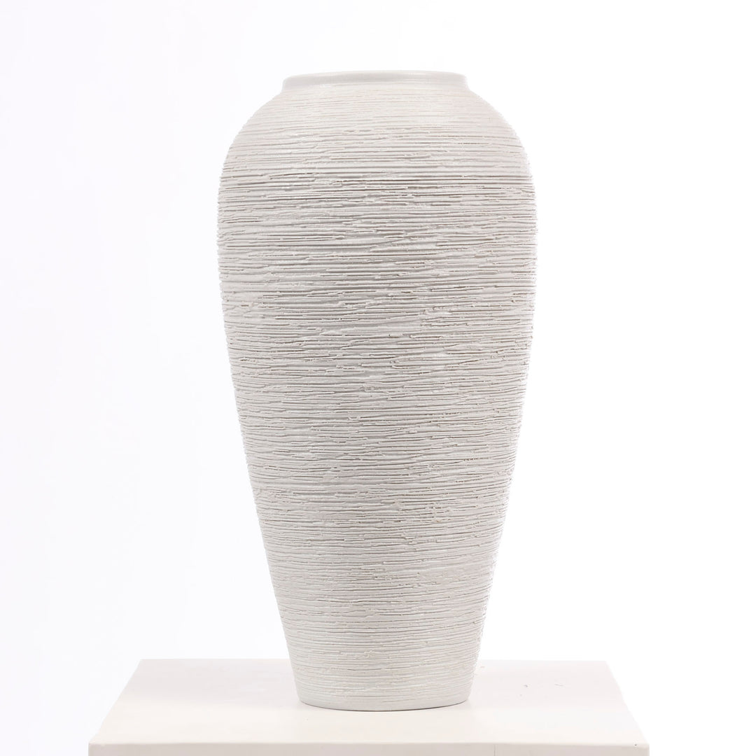 Textured Centrepiece Urn Shaped Vase - Light Grey (18x34cm) no flowers