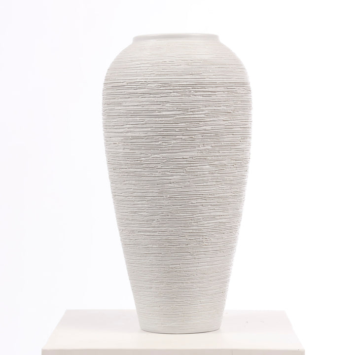 Textured Centrepiece Urn Shaped Vase - Light Grey (18x34cm) no flowers