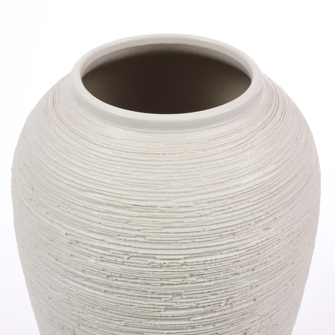 Textured Centrepiece Urn Shaped Vase - Light Grey (18x34cm) top view
