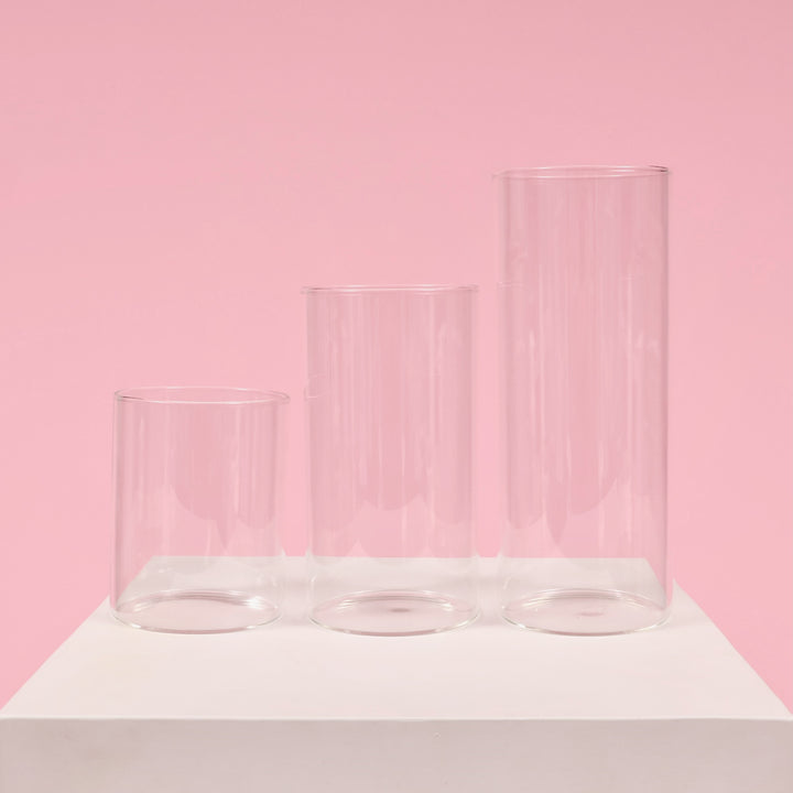 Glass Cylinder Vase, all three sizes together (20, 15 and 10cm)