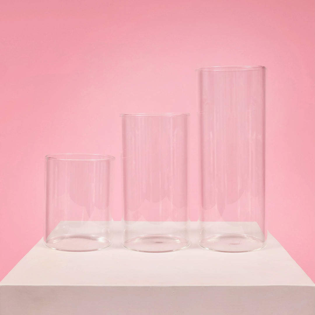 Glass Cylinder Vase (8x20cm) three vase sizes
