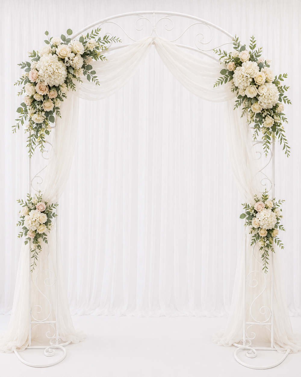 Vintage Scroll Wedding Arch / Stand - White mbiance