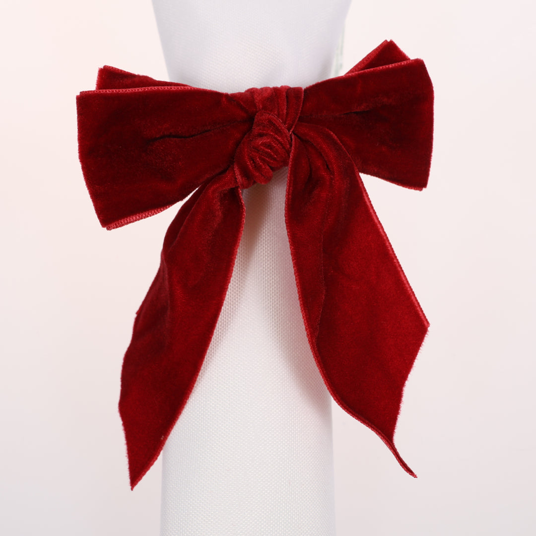 Velvet Bow Napkin Ring - Burgundy