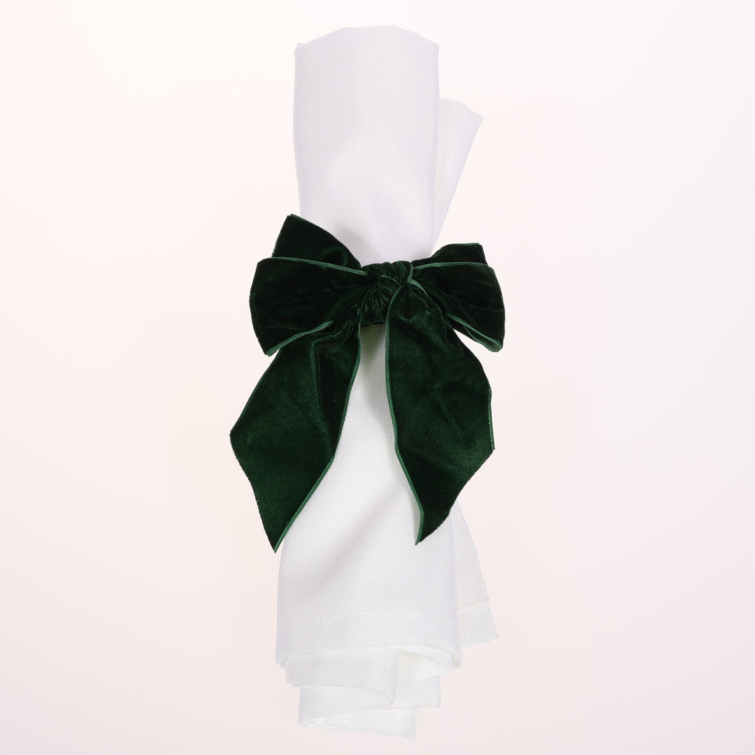 Velvet Bow Napkin Ring - Dark Green