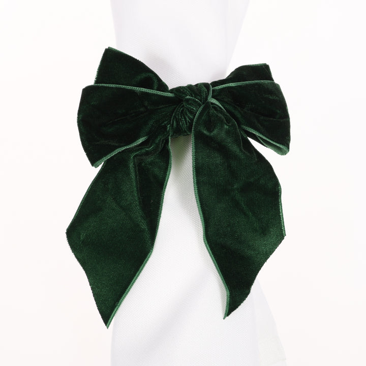 Velvet Bow Napkin Ring - Dark Green