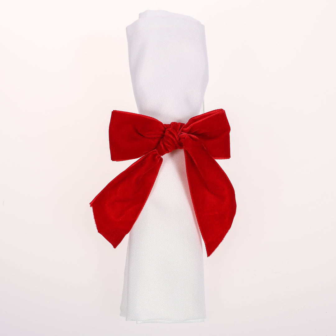 Velvet Bow Napkin Ring - Red