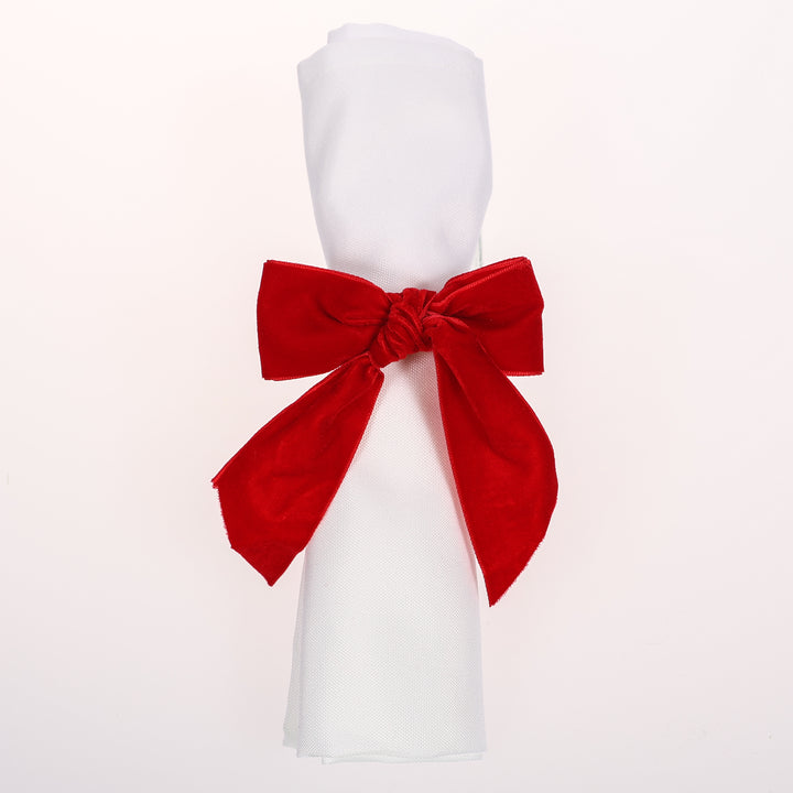 Velvet Bow Napkin Ring - Red
