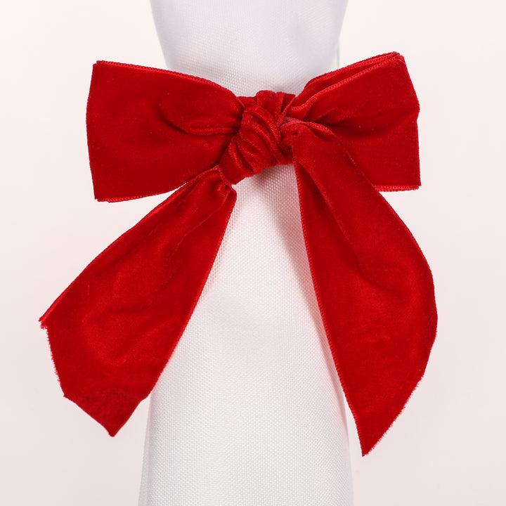 Velvet Bow Napkin Ring - Red