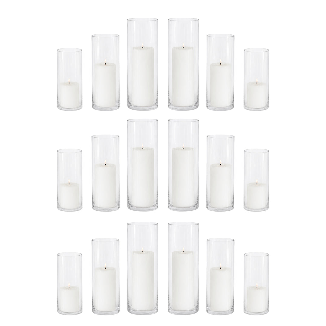 Wax Pillar Candle & Vase Package (18 Candles, 18 Vases)