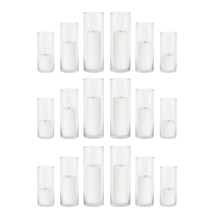 Wax Pillar Candle & Vase Package (18 Candles, 18 Vases)