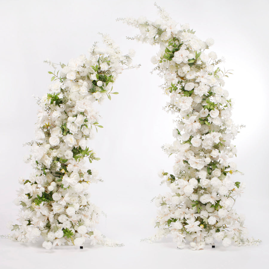 Two-piece Crescent Arch Flower Frame COMBO with floral arrangement attached