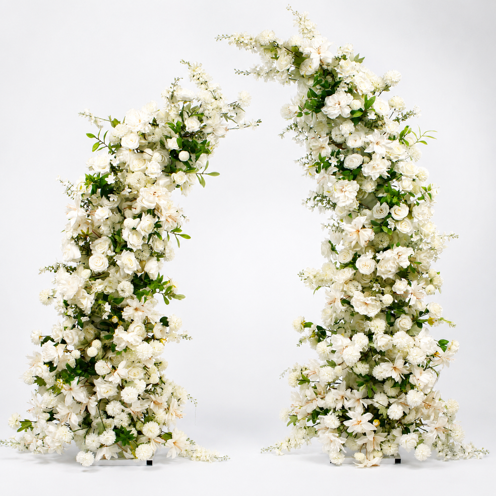 Crescent Arch Flower Panels - White (2pc) fitted to crescent arch