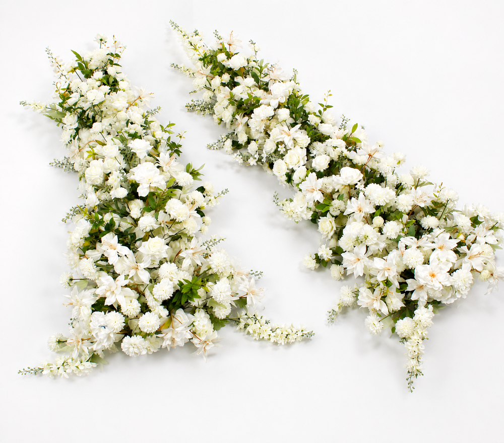 Crescent Arch Flower Frame PACKAGE - White (2pc) laying flat
