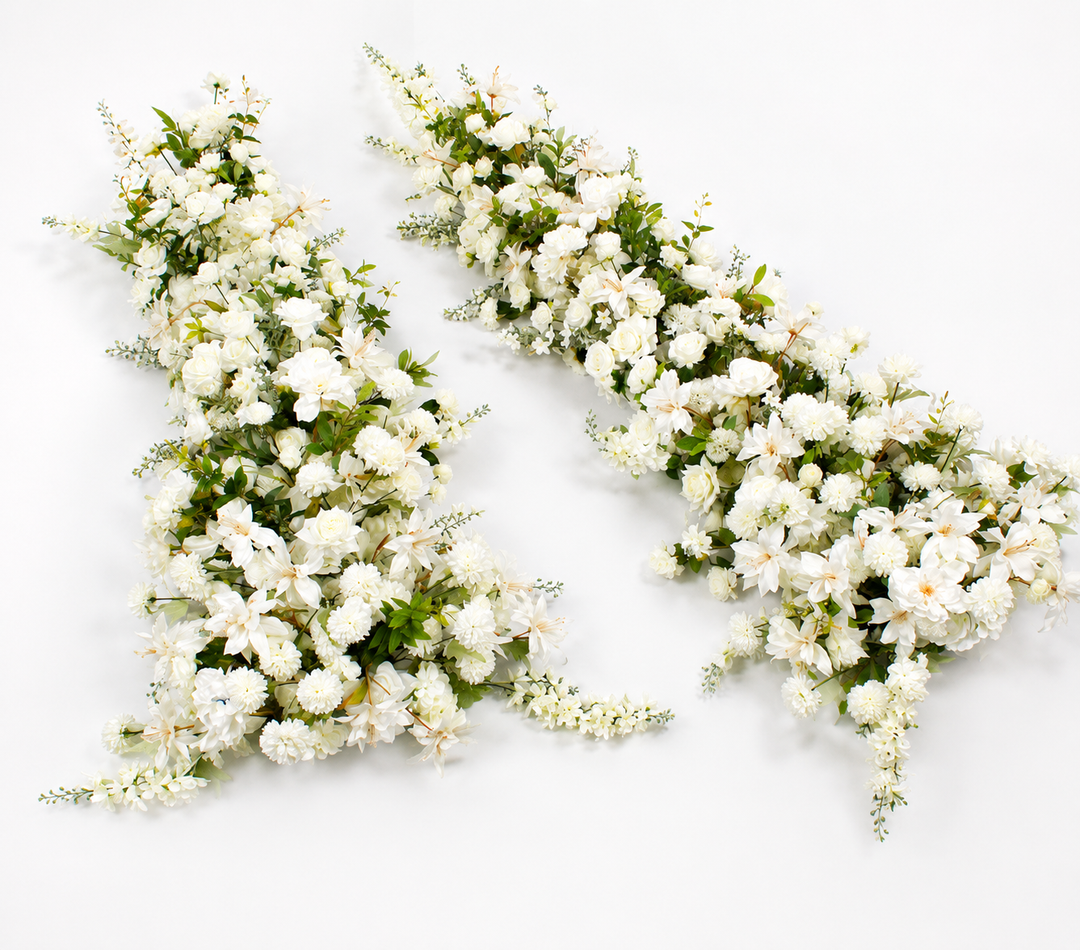 Crescent Arch Flower Frame PACKAGE - White (2pc) laying flat