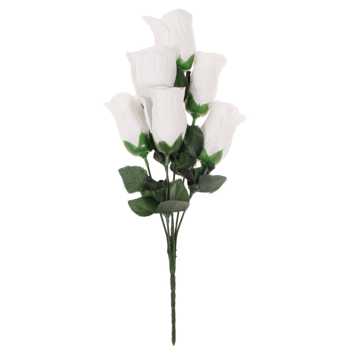 Artificial Silk Premium Rose Bud Bouquet - White