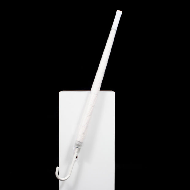 White Wedding Umbrella with Built-in Cover closed with cover