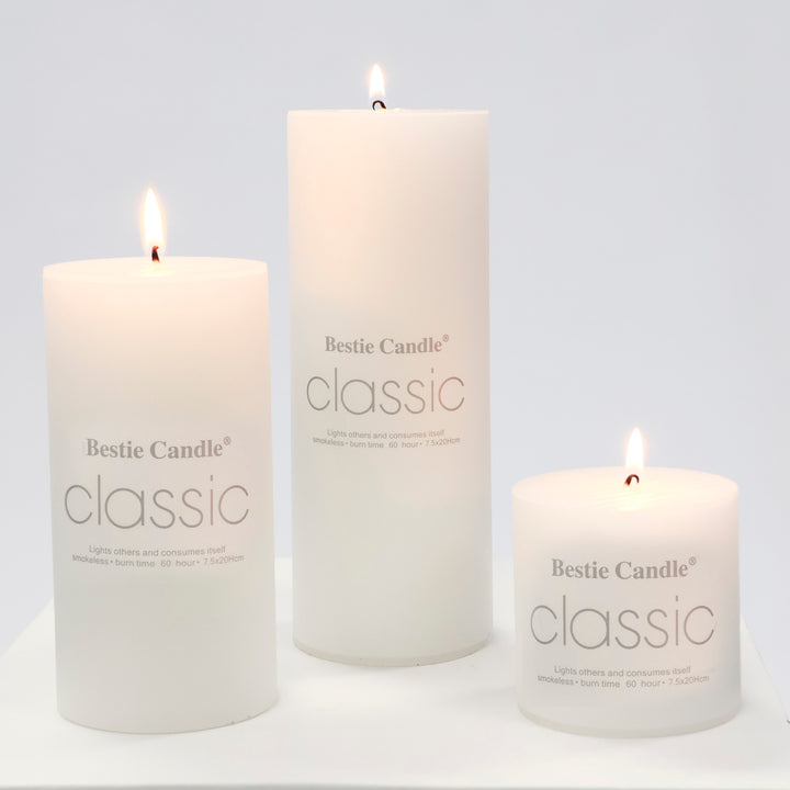 Wax Pillar Candle - White (7.5x7.5cm) all candles
