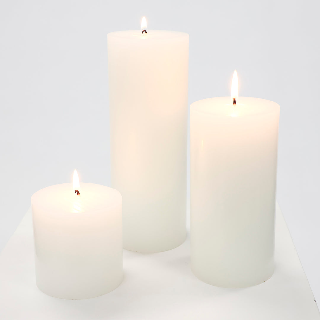 Wax Pillar Candle - White (7.5x7.5cm) all candles b